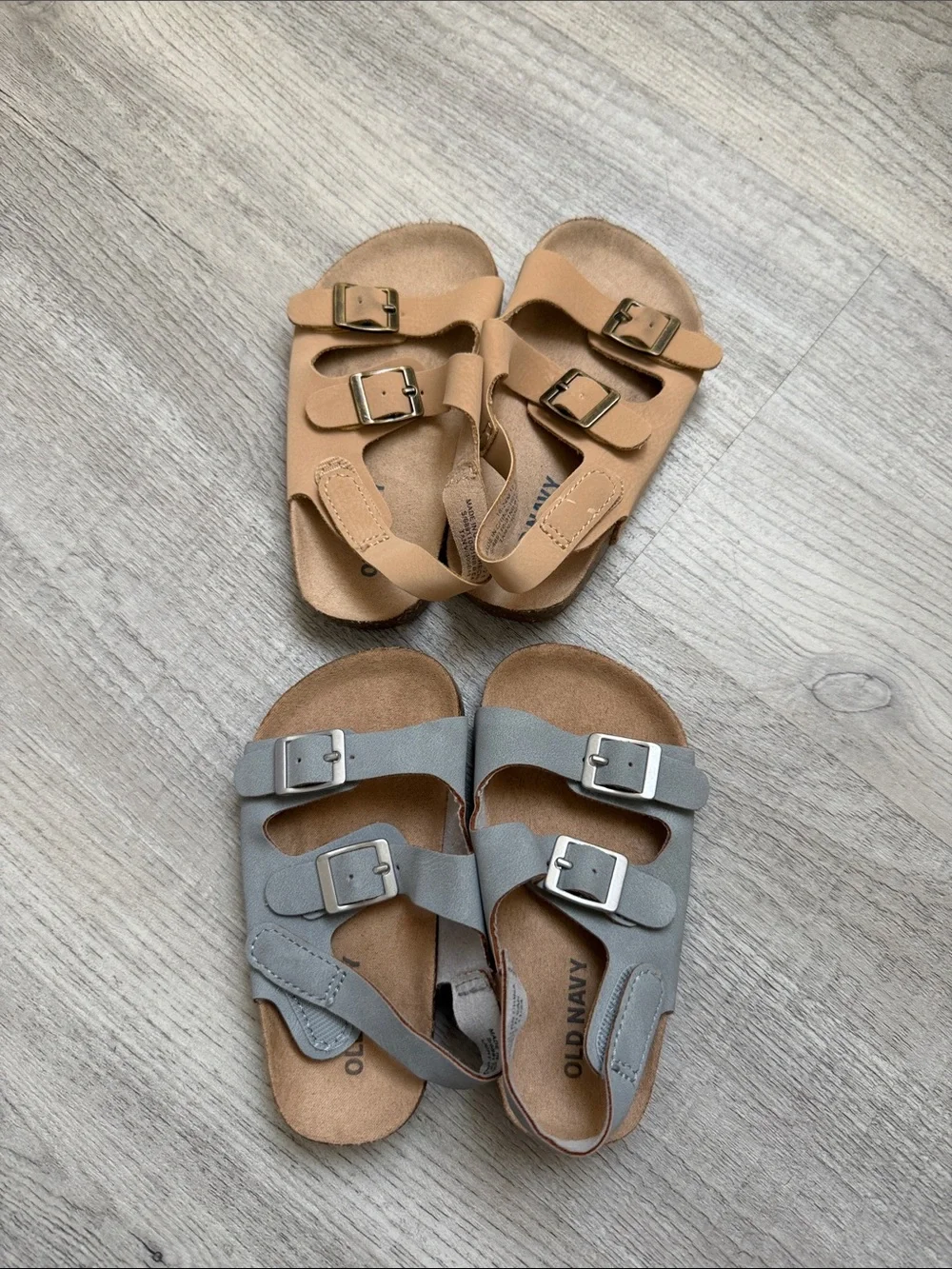 Old Navy Kids Double Buckle Sandals in Tan and Gray bundle